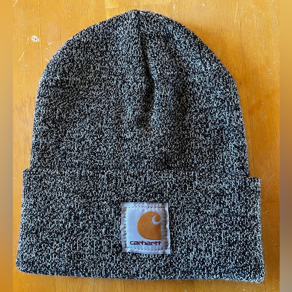 Carhartt Men's Unisex Cuffed Beanie Black White Melange Never Worn